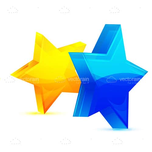 Yellow and Blue 3D Star Icons